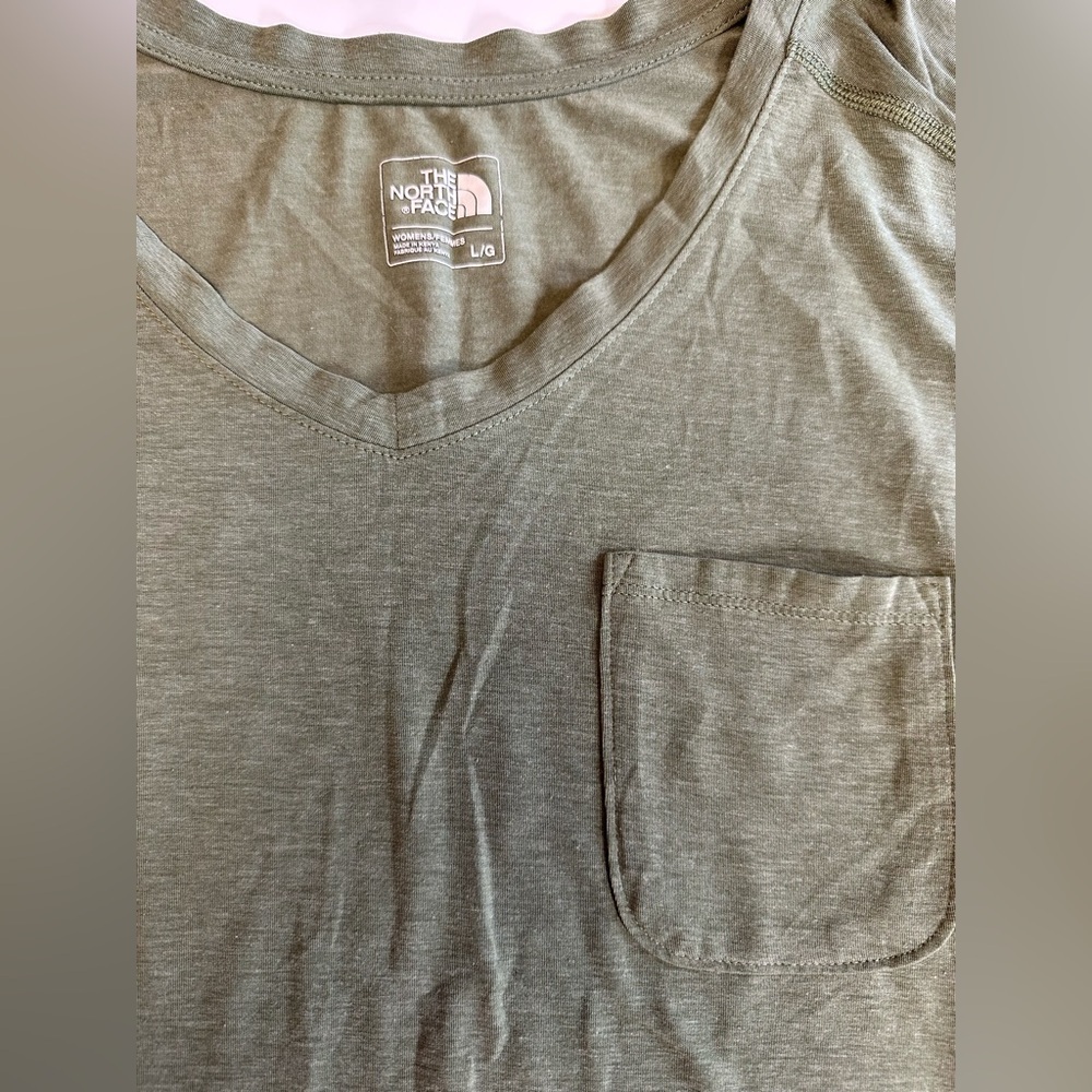 The North Face Jersey Stretch 3/4 Sleeve Drop Shoulder Top Olive Green Size L - Picture 6 of 8